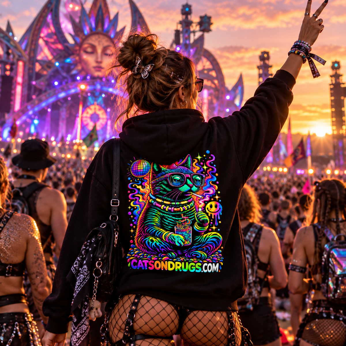 Acid Hoodie | Psychedelic Acid Cat