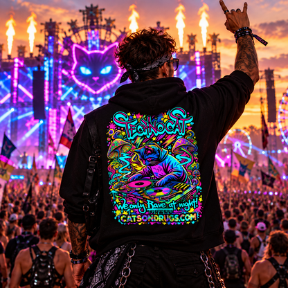 Rave Hoodie | Rave at Night Cat