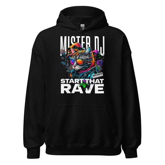 EDM Hoodie with DJ Cat graphic – unisex rave festival wear
