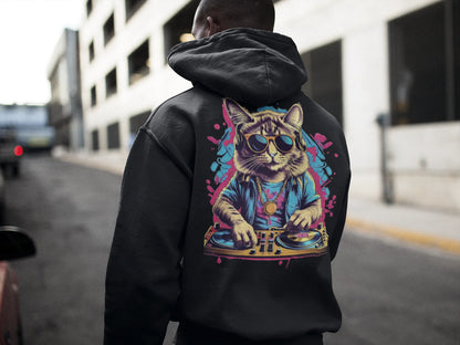 Festival-Ready Hoodie mit DJ Cat Print – stylische Hoodies für Techno Fans