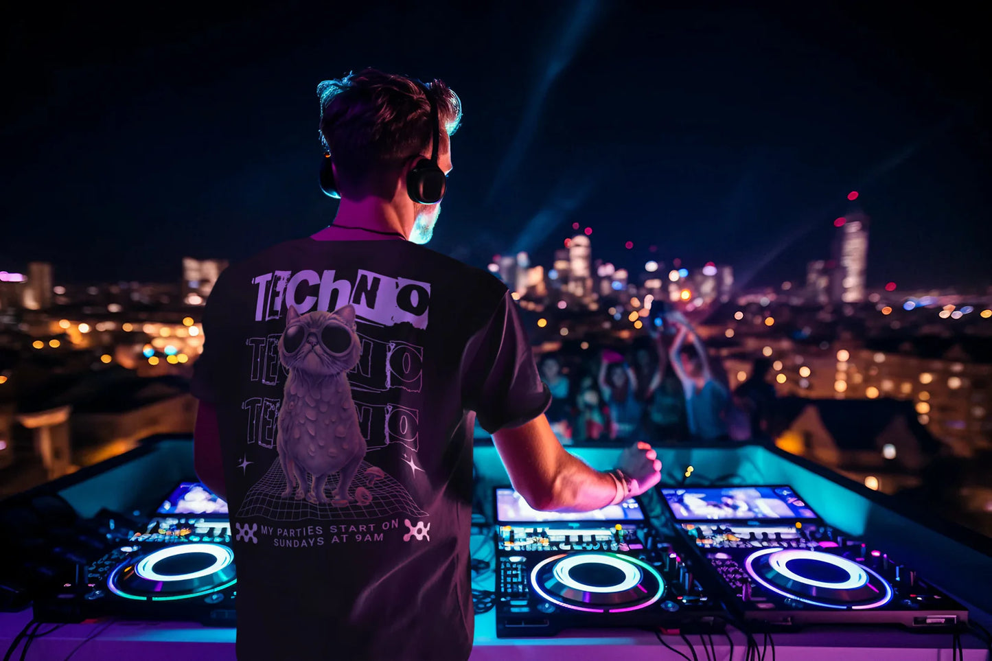 Festival-Ready Techno Cat Shirt – stylische Unisex Mode für die Techno Szene