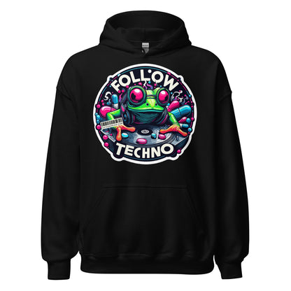 Festival Fashion Techno Frog Hoodie Front View