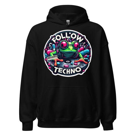 Festival Fashion Techno Frog Hoodie Front View