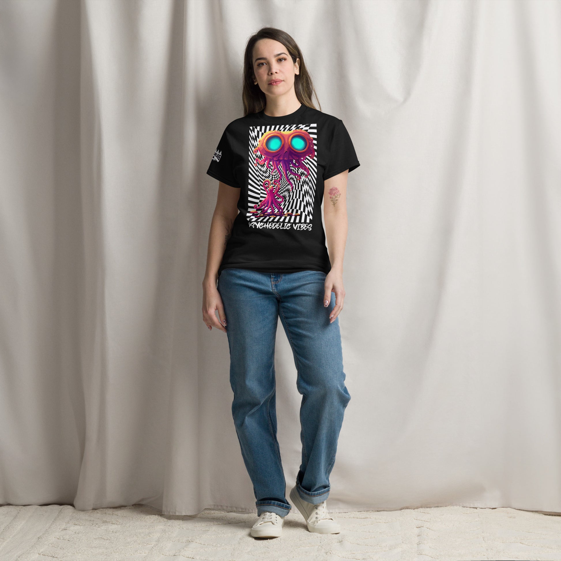 Flat lay of Trippy T-Shirt with accessories