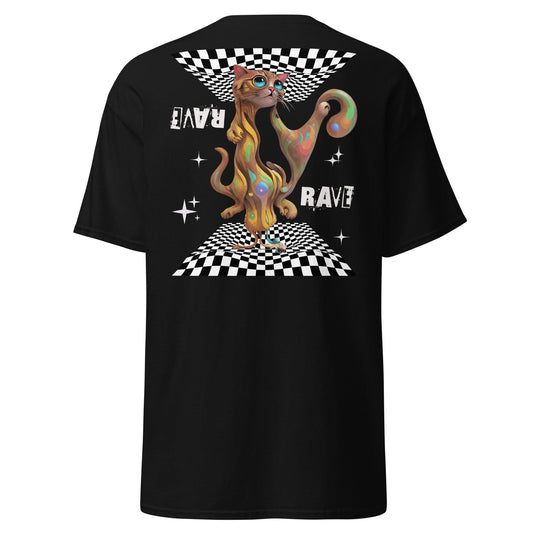 Fractal Rave Cat T-Shirt EDM wear – psychedelic festival tee