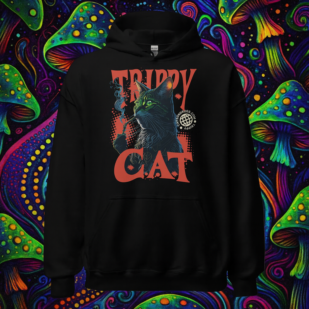 Moda graciosa - Sudadera graciosa "Trippy Cat" de catsondrugs