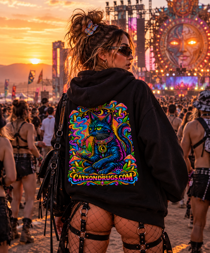 Psychedelic Hoodie | Trippy Shisha Cat