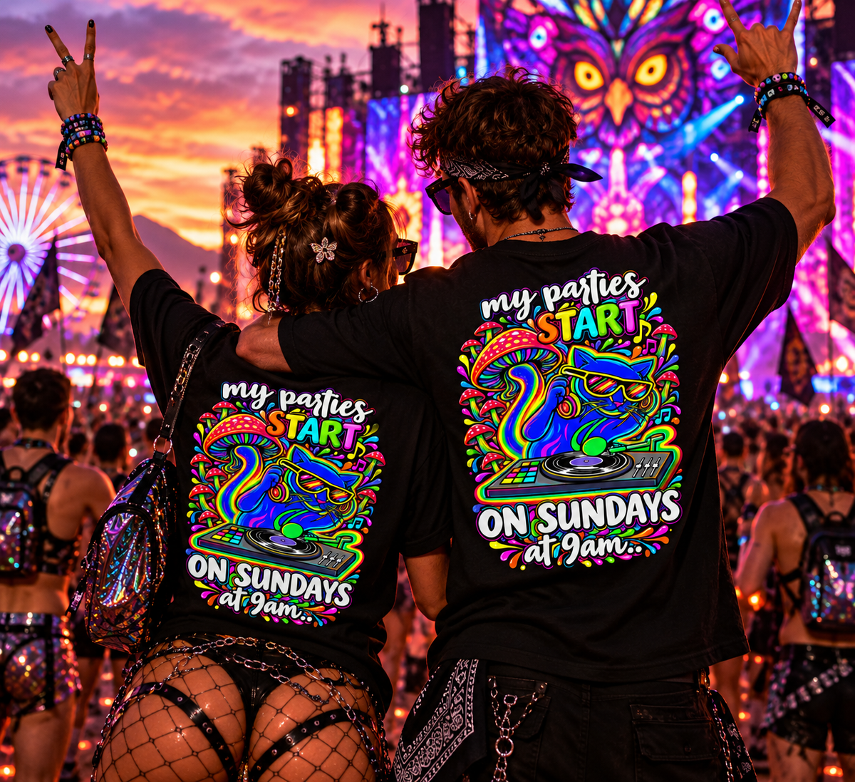Techno T-Shirt | Sunday Techno Cat