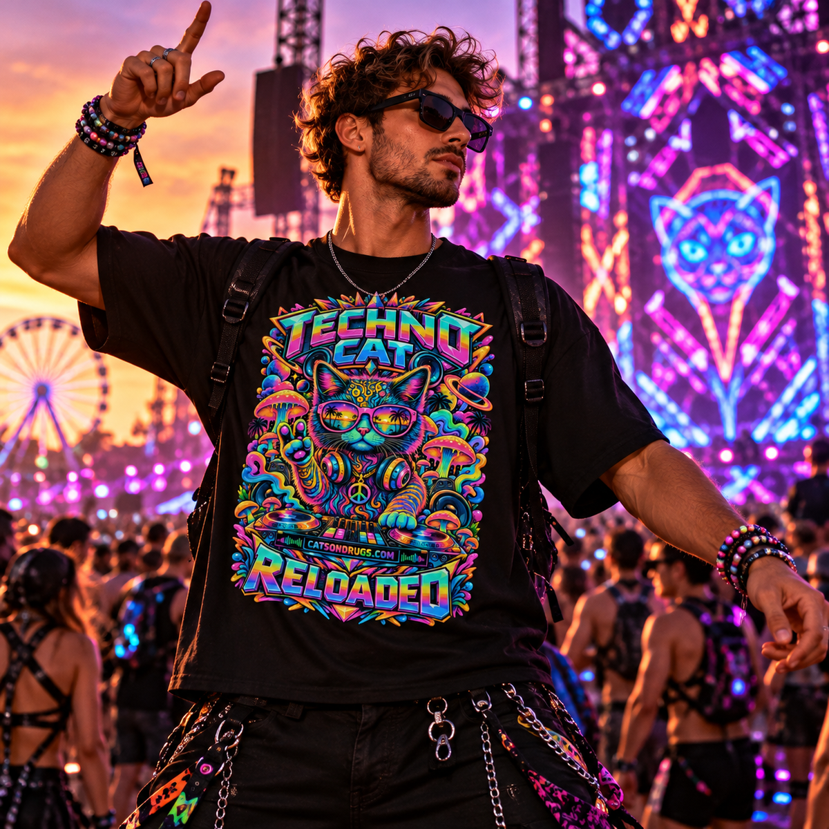 Techno T-Shirt | Techno Cat | Ecstasy Edition