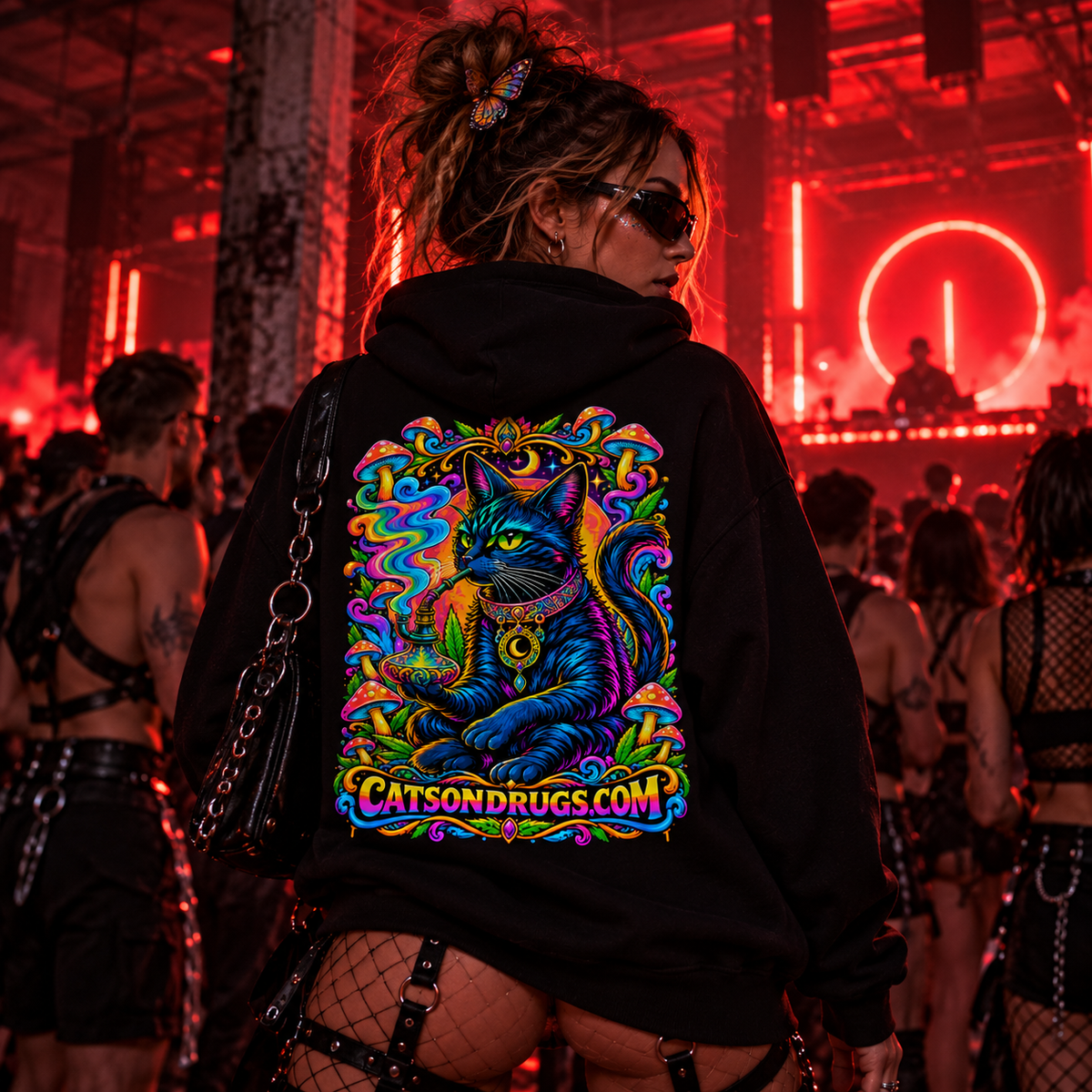 Psychedelic Hoodie | Trippy Shisha Cat