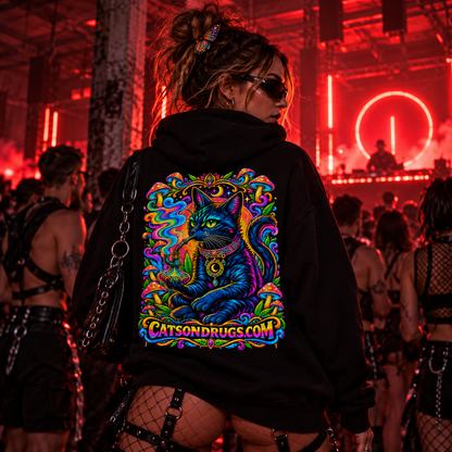Psychedelic Hoodie | Trippy Shisha Cat
