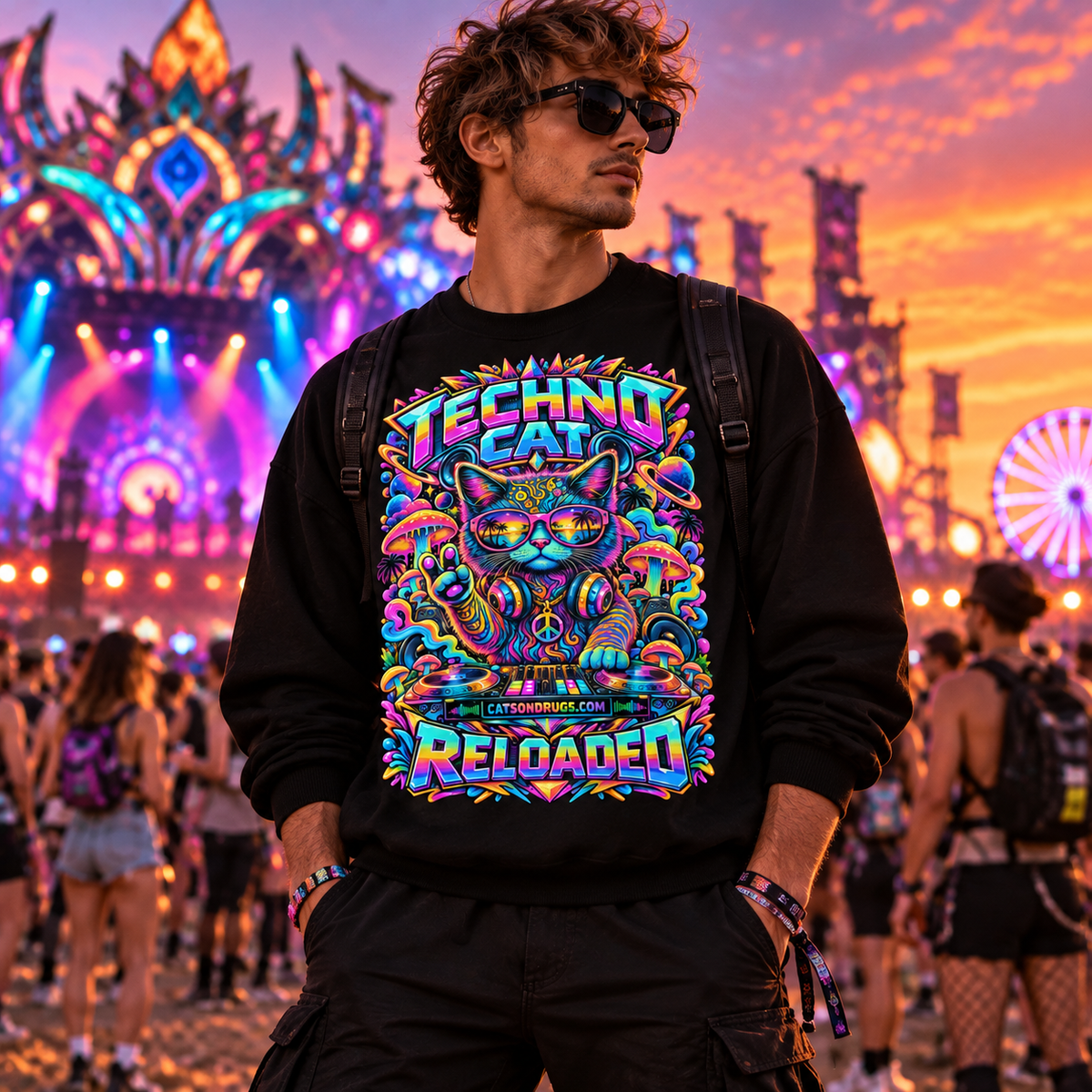 Techno Sweatshirt | Techno Cat Reloaded