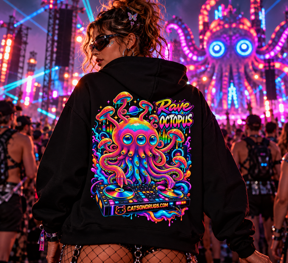 Trippy Hoodie | Rave Octopus