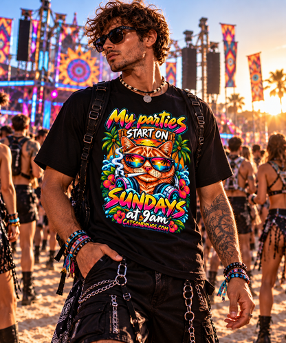 Techno T-Shirt | Sunday Techno Cat | Ecstasy Edition