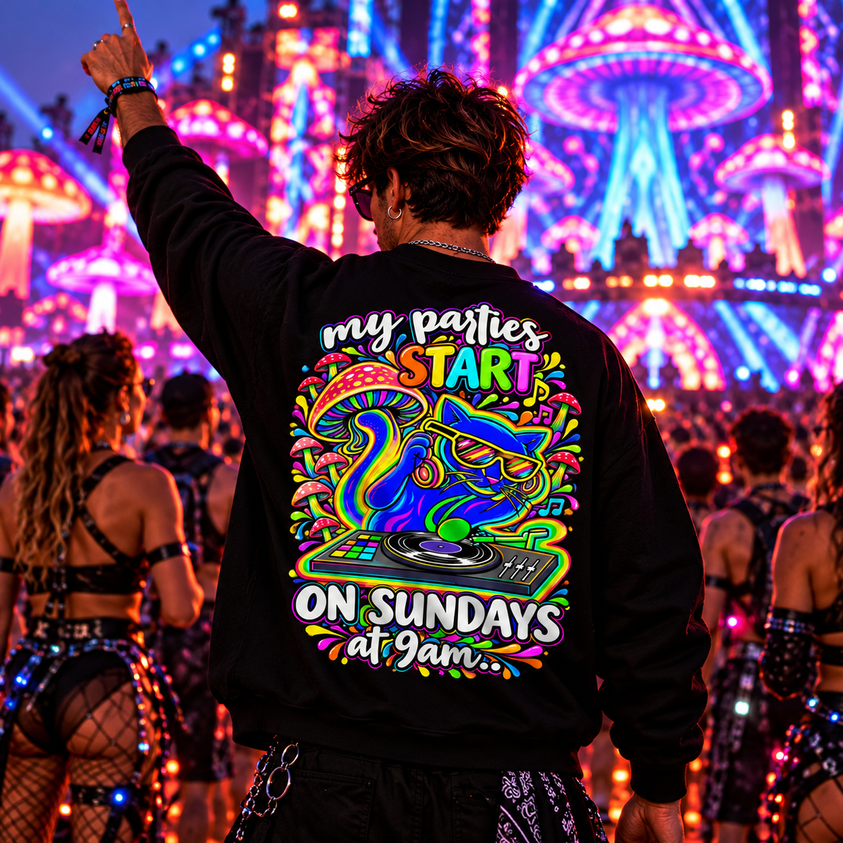 Trance Sweatshirt | Sunday Techno Cat