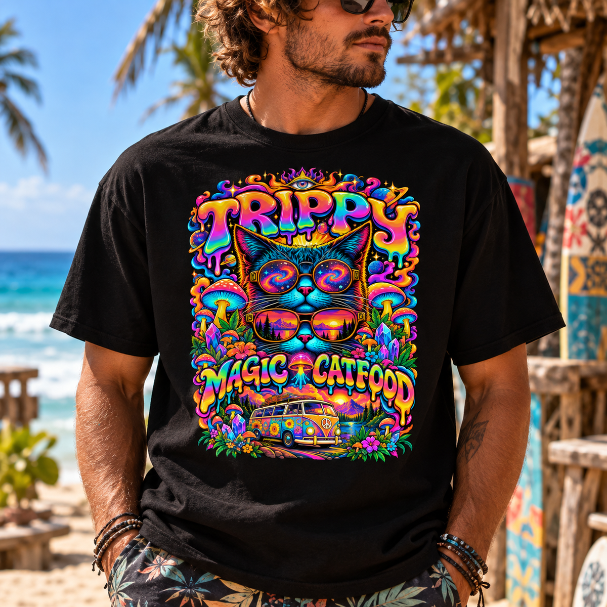 Psychedelic T-Shirt | Magic Cat Food | ECSTASY Edition
