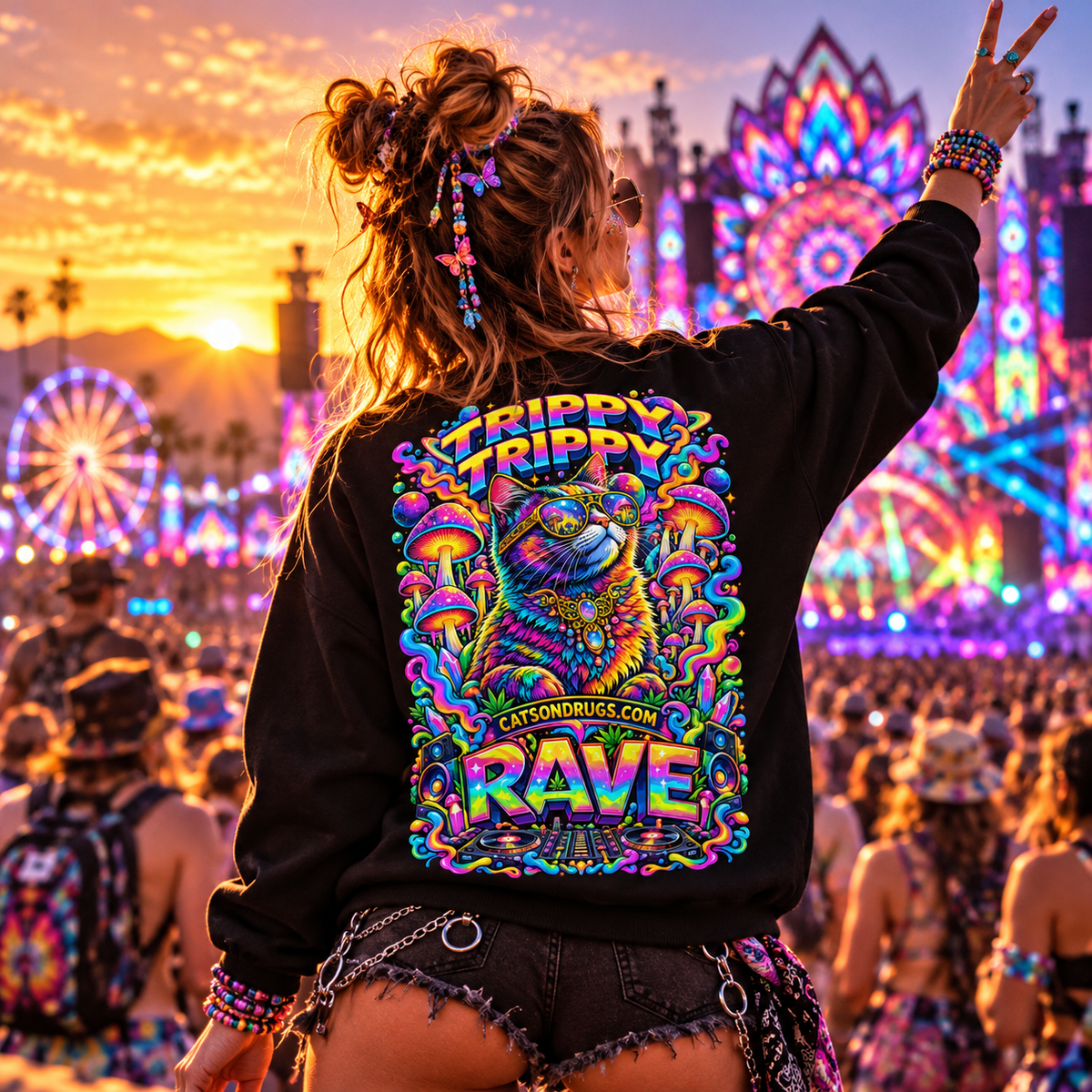 EDM Sweatshirt | Trippy Cat