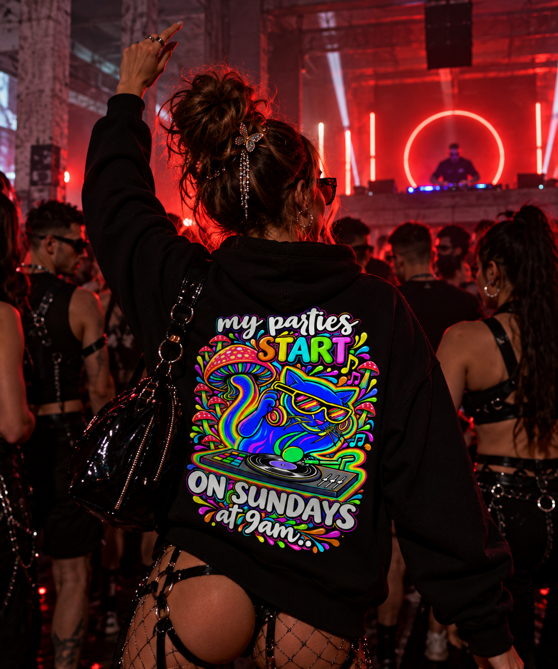 Festival Hoodie | Sunday Techno Cat