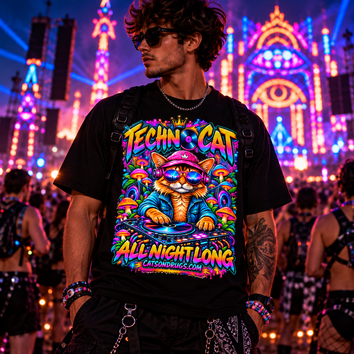 Techno T-Shirt | Techno Cat | Ecstasy Edition