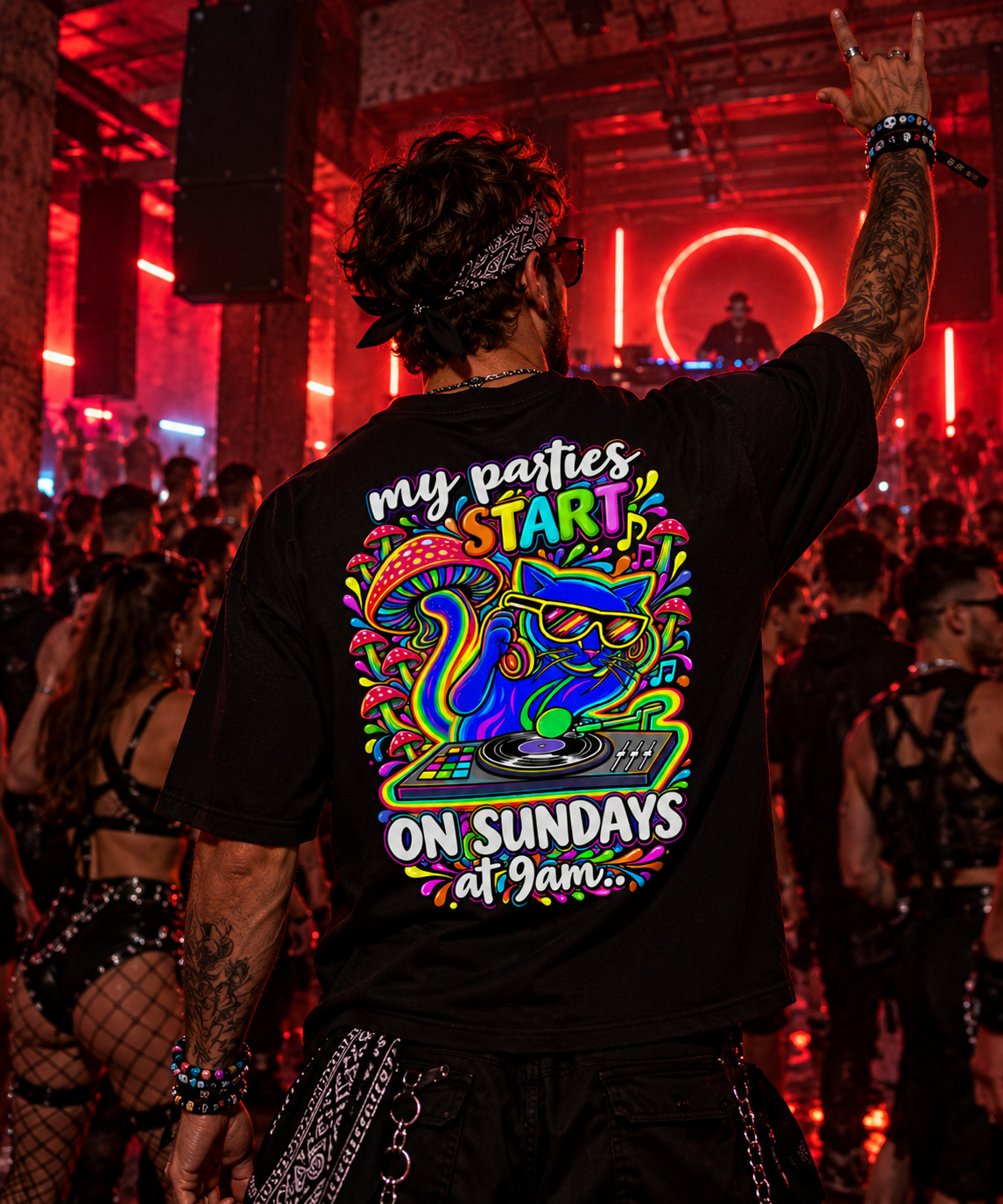 Techno T-Shirt | Sunday Techno Cat