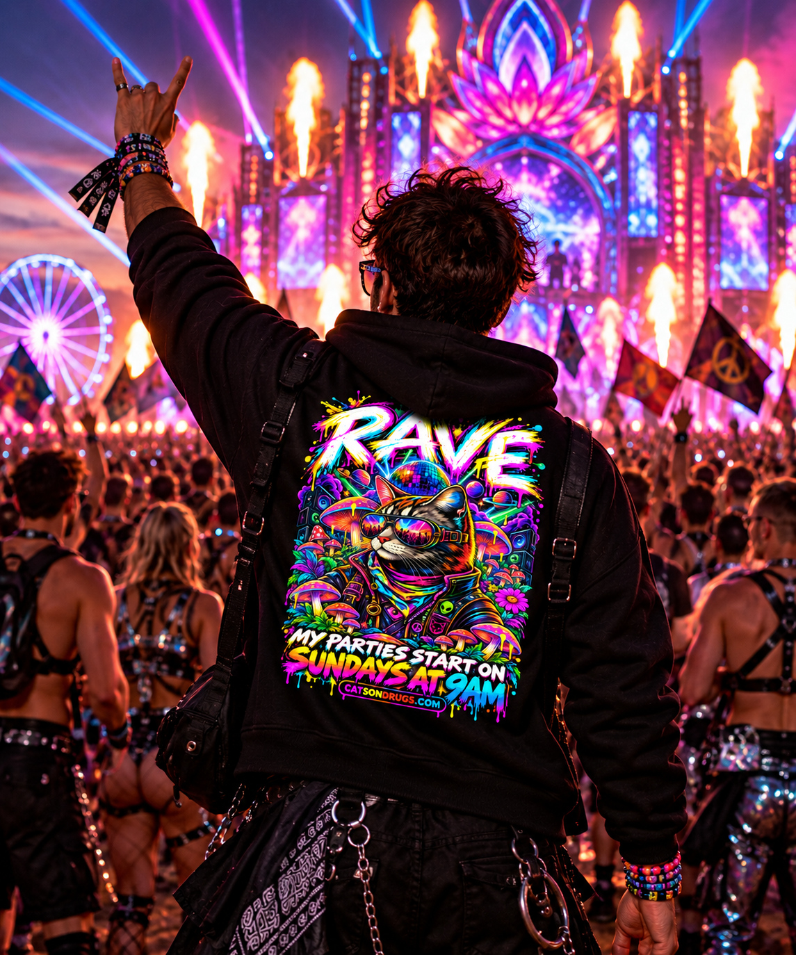 Sunday Techno Cat | EDM Hoodie