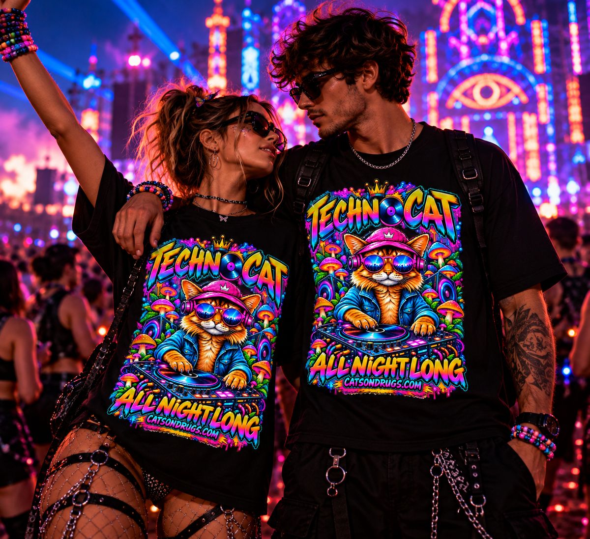 Techno T-Shirt | Techno Cat | Ecstasy Edition