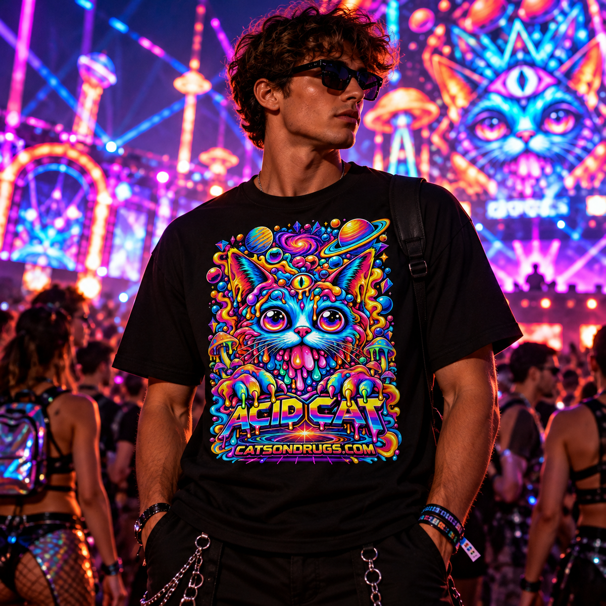 Acid Cat | Psychedelic T-Shirt | Ecstasy Edition