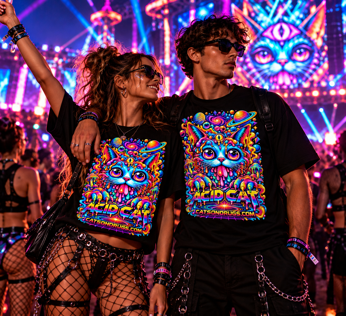 Acid Cat | Psychedelic T-Shirt | Ecstasy Edition
