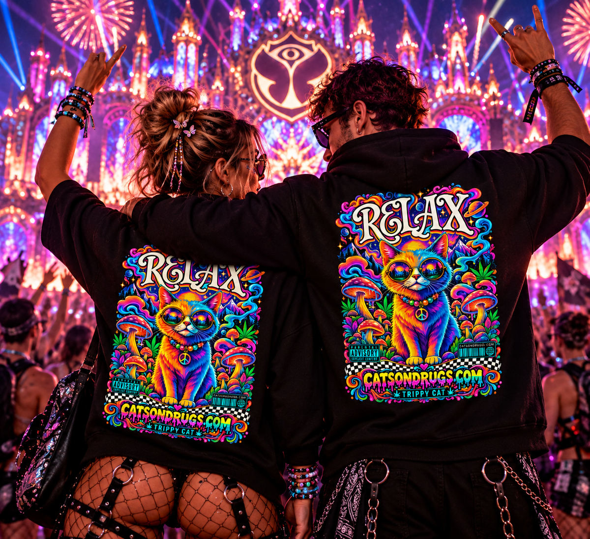 Trippy Hoodie | Psychedelic Relax Cat