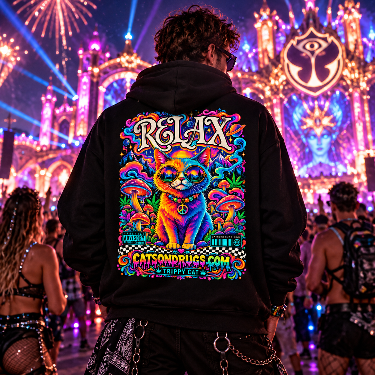 Trippy Hoodie | Psychedelic Relax Cat