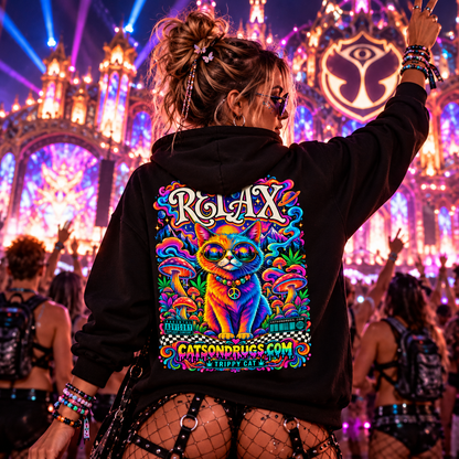 Trippy Hoodie | Psychedelic Relax Cat