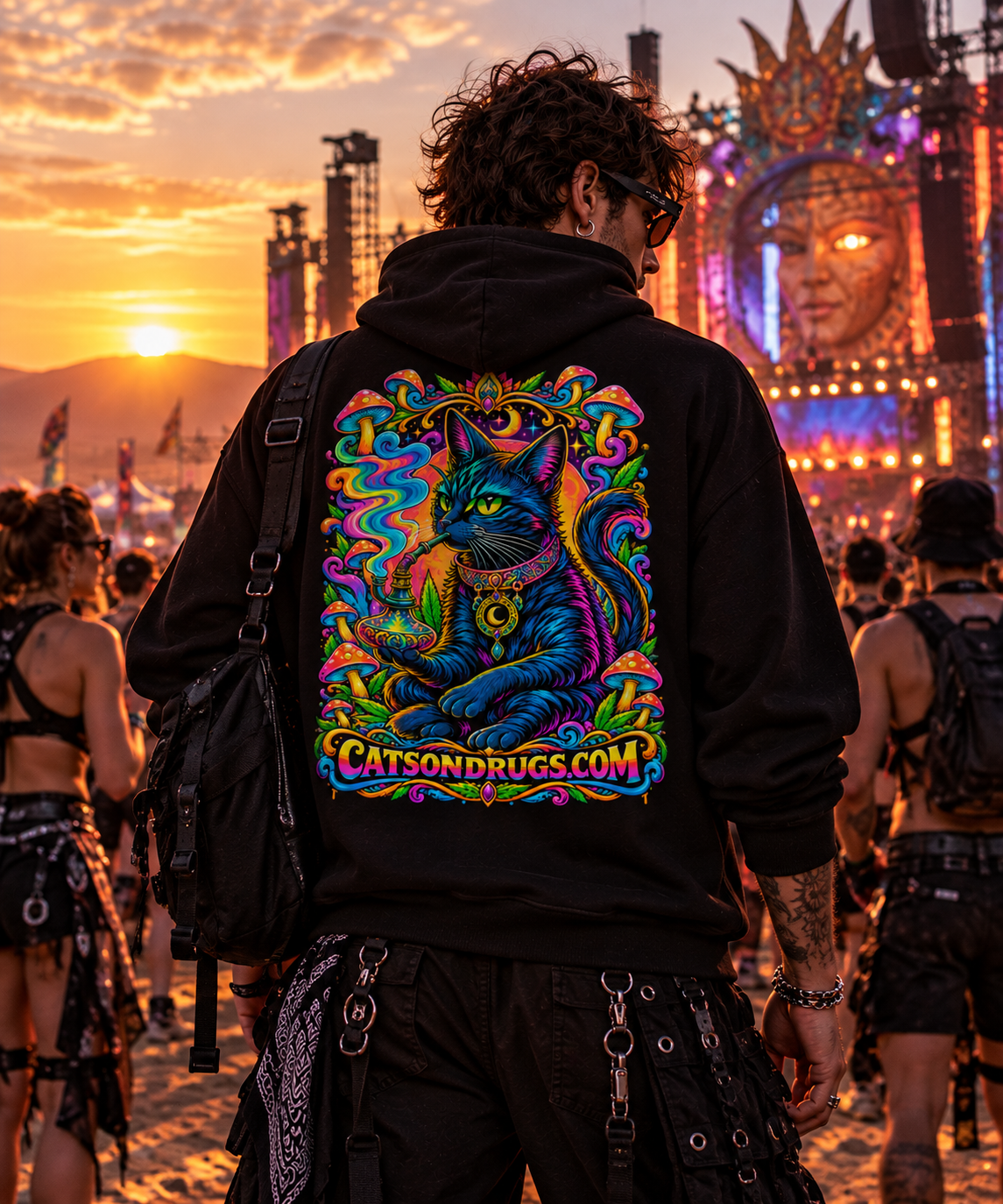 Psychedelic Hoodie | Trippy Shisha Cat