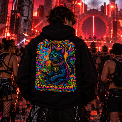 Psychedelic Hoodie | Trippy Shisha Cat