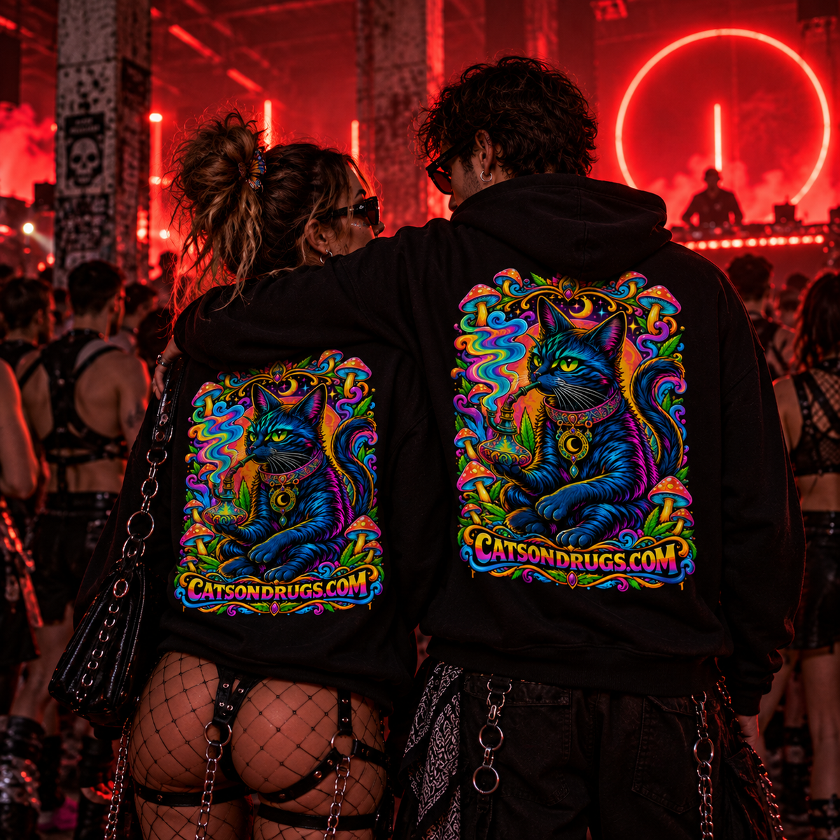 Psychedelic Hoodie | Trippy Shisha Cat
