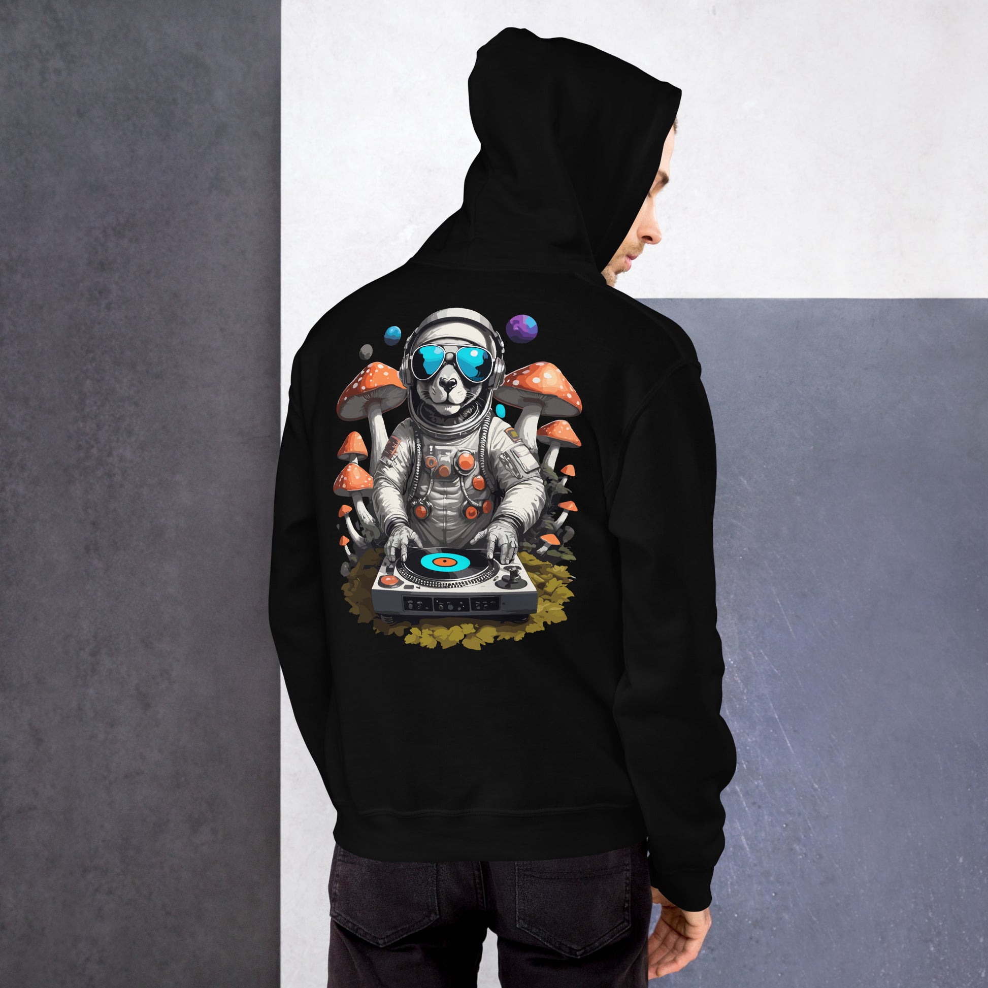 Psychedelic Astronaut Hoodie Outfit for men from catsondrugs.com