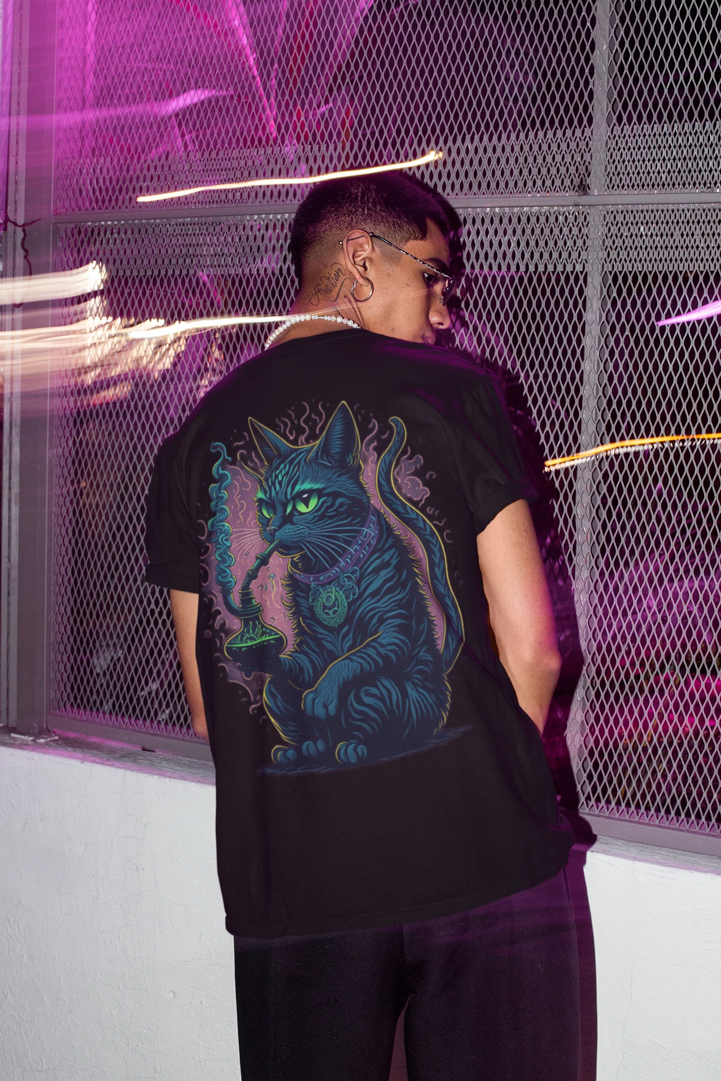 Psychedelic Cat T-Shirt for Men from catsondrugs.com