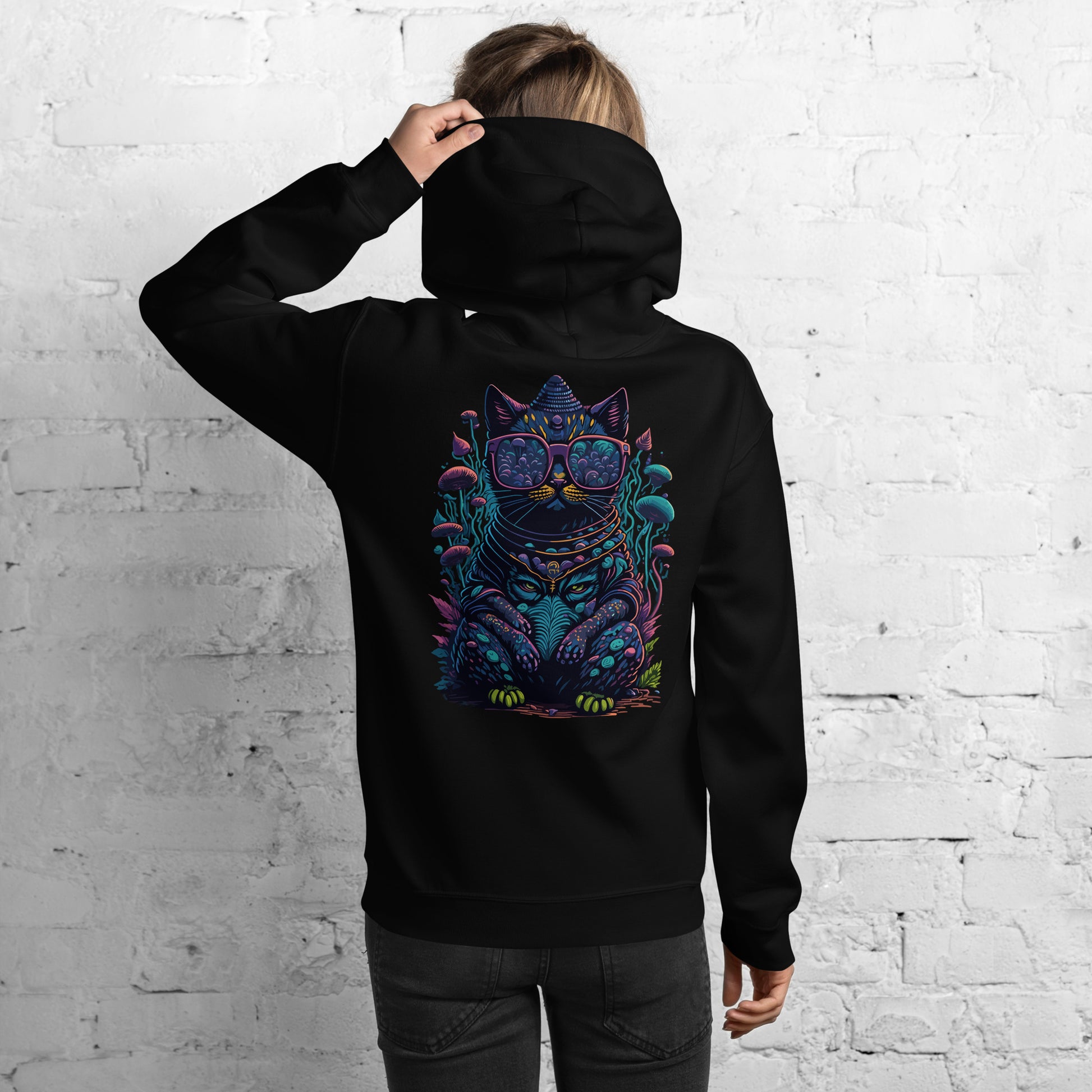 Psychedelic Cat Hoodie for Woman