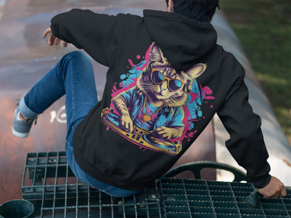 Psychedelic Techno Cat Hoodie – trendiger Hoodie für Techno Fans