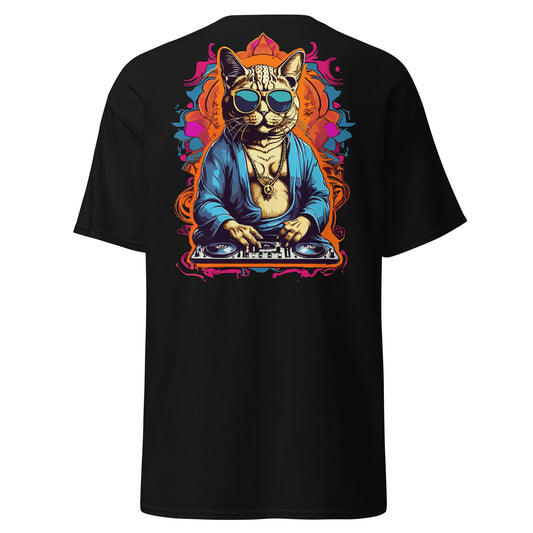 Psychedelic Wear Buddha Cat T-Shirt with vibrant festival design