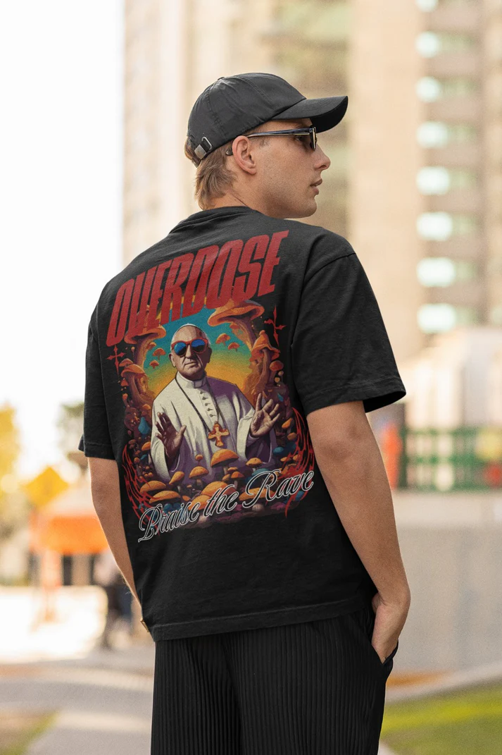 Psychedelic trance tee featuring Praise the Rave graphic
