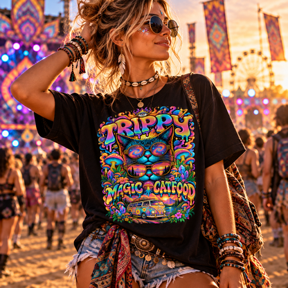 Psychedelic T-Shirt | Magic Cat Food | ECSTASY Edition