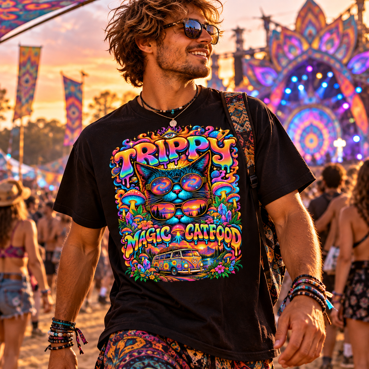 Psychedelic T-Shirt | Magic Cat Food | ECSTASY Edition