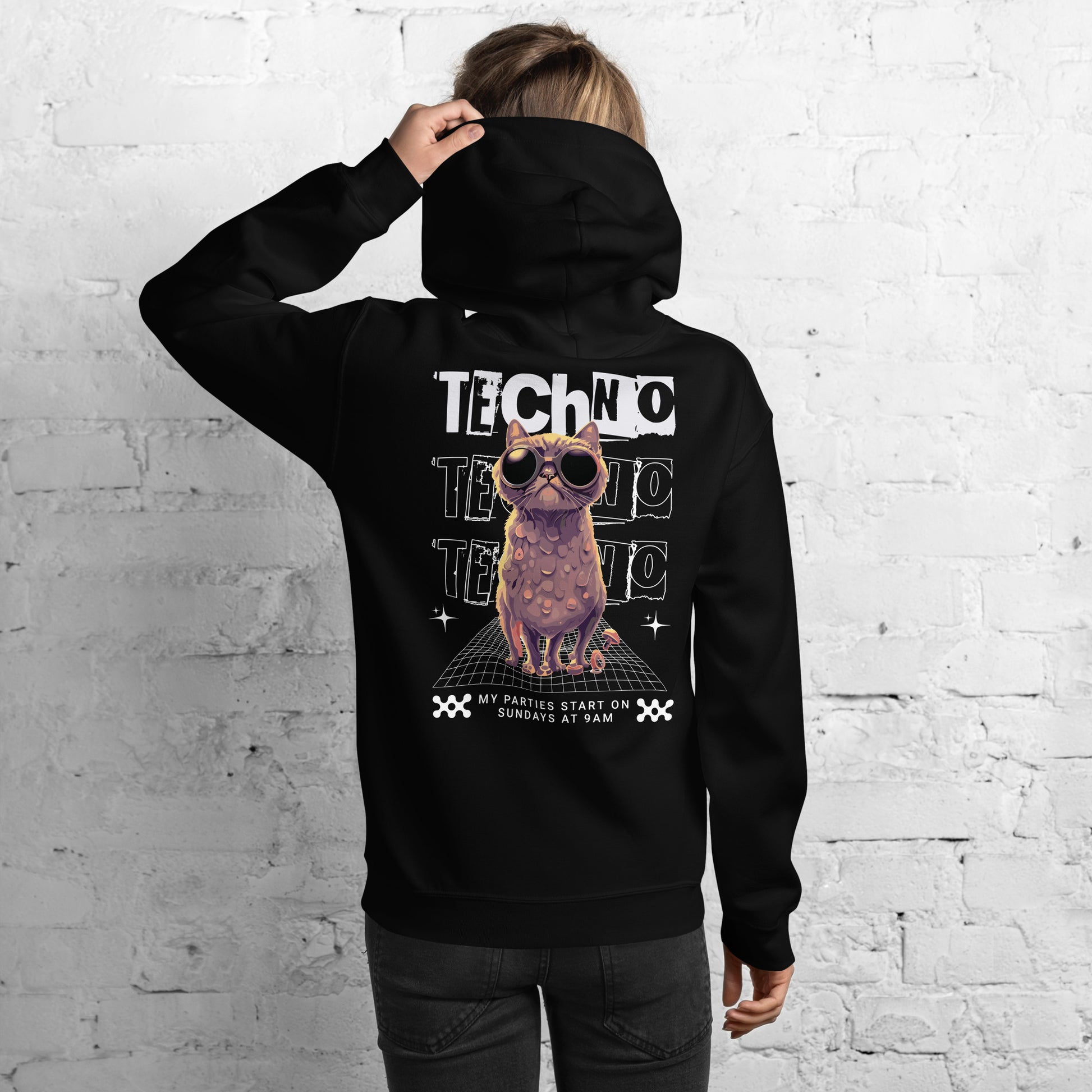 Rave Cat Hoodie for Women from catsondrugs.com