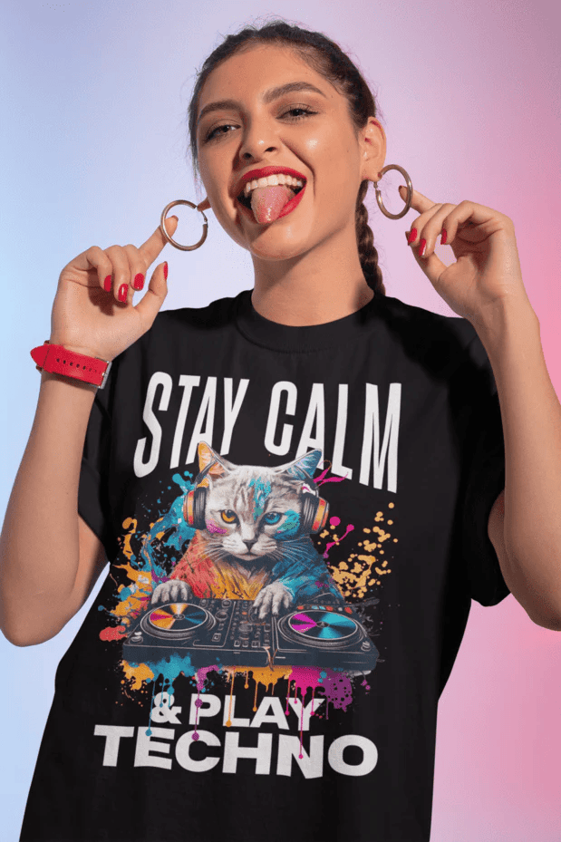 Rave Cat Techno Shirt Women's from catsondrugs.com