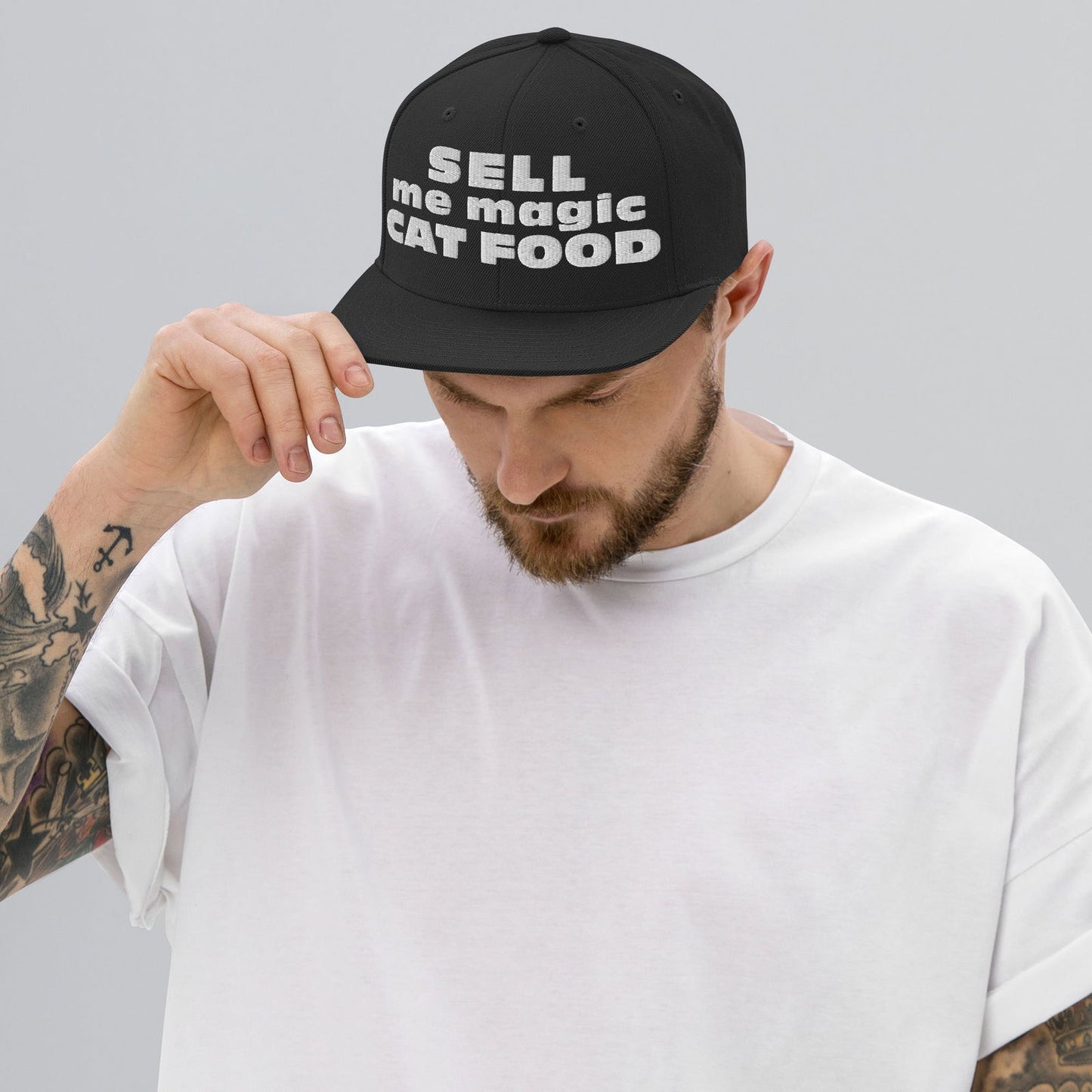 Rave Hat • Sell me magic cat food (Snapback Hat) - CATSONDRUGS.COM