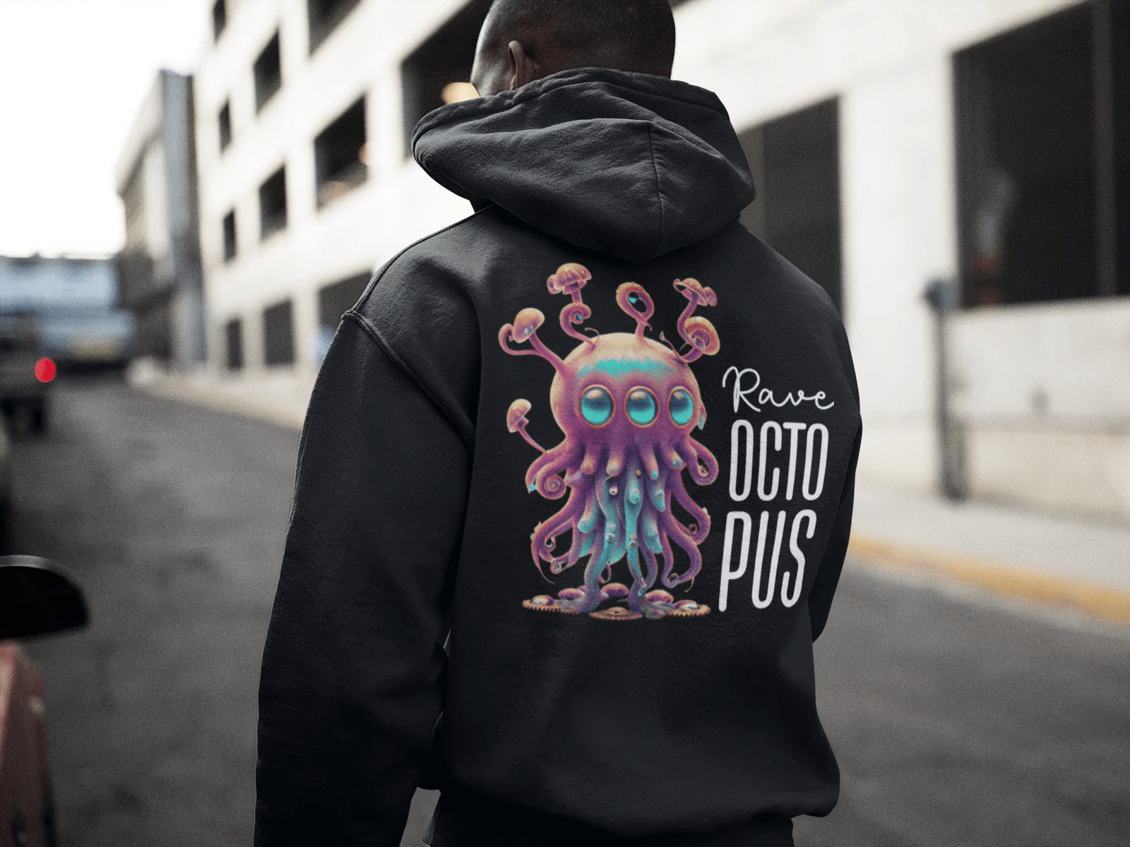 Rave Octopus Acid Hoodie for guys from catsondrugs.com
