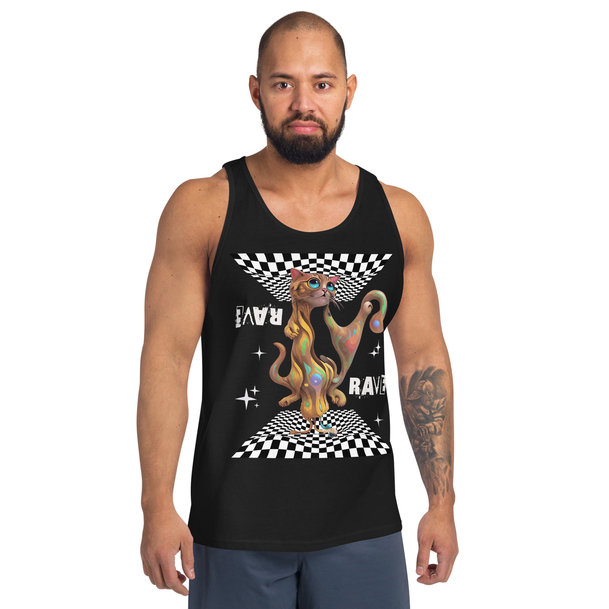 Psychedelic Rave Cat Tank Top.