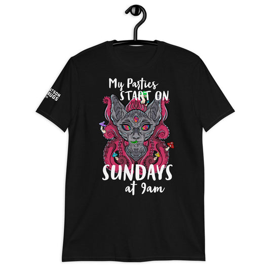 Ropa Techno Hombre con Camiseta Sunday Parties de Catsondrugs.com