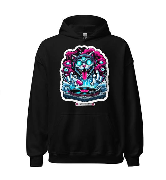 Psychedelic DJ Cat - Rave Hoodie