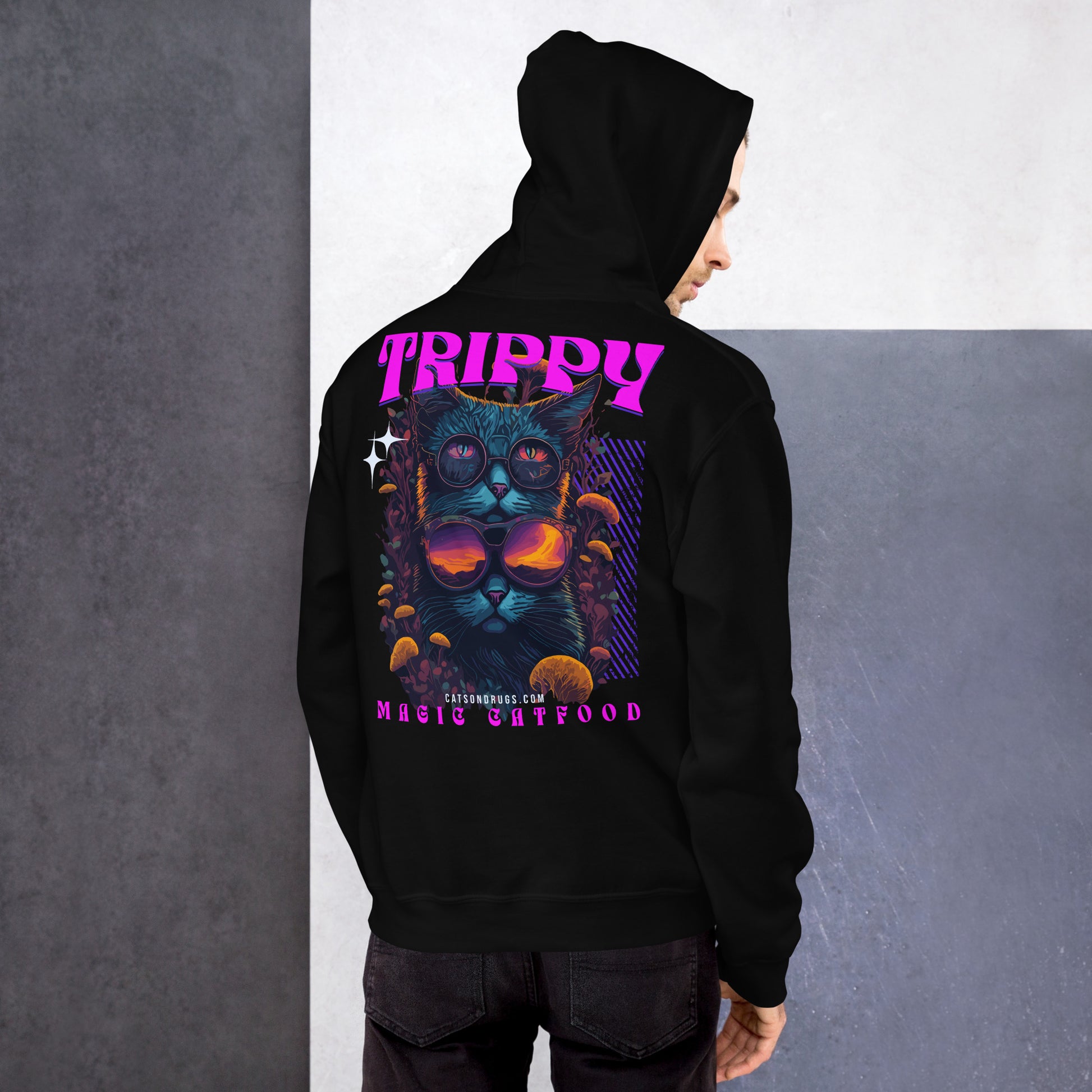 Side view of unisex Trippy Hoodie streetwear style